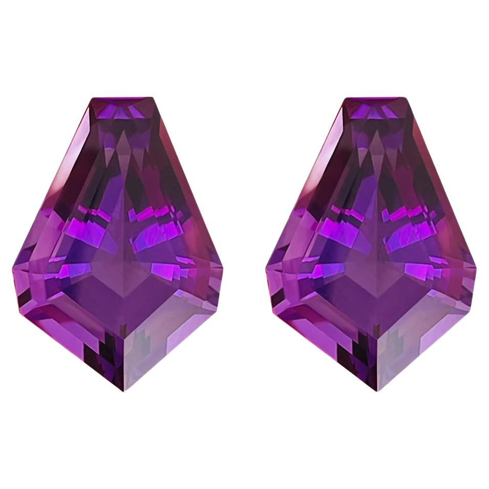 31.61ct Natural pair Amethyst Brazil Beauty cut design ready for earring 