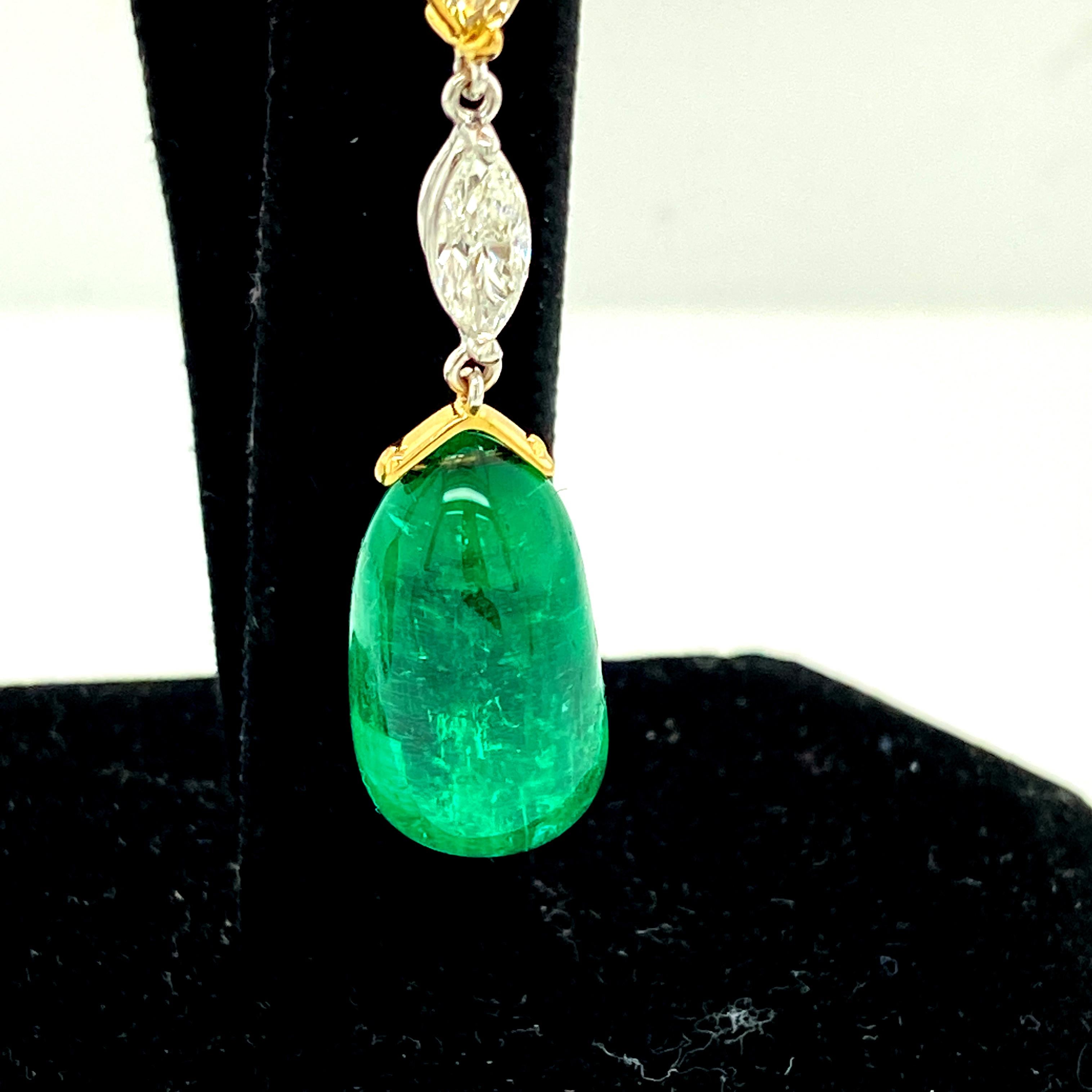 Women's or Men's 31.65 Carat GRS Certified Colombian Emerald Drops and Fancy Diamond Earrings For Sale