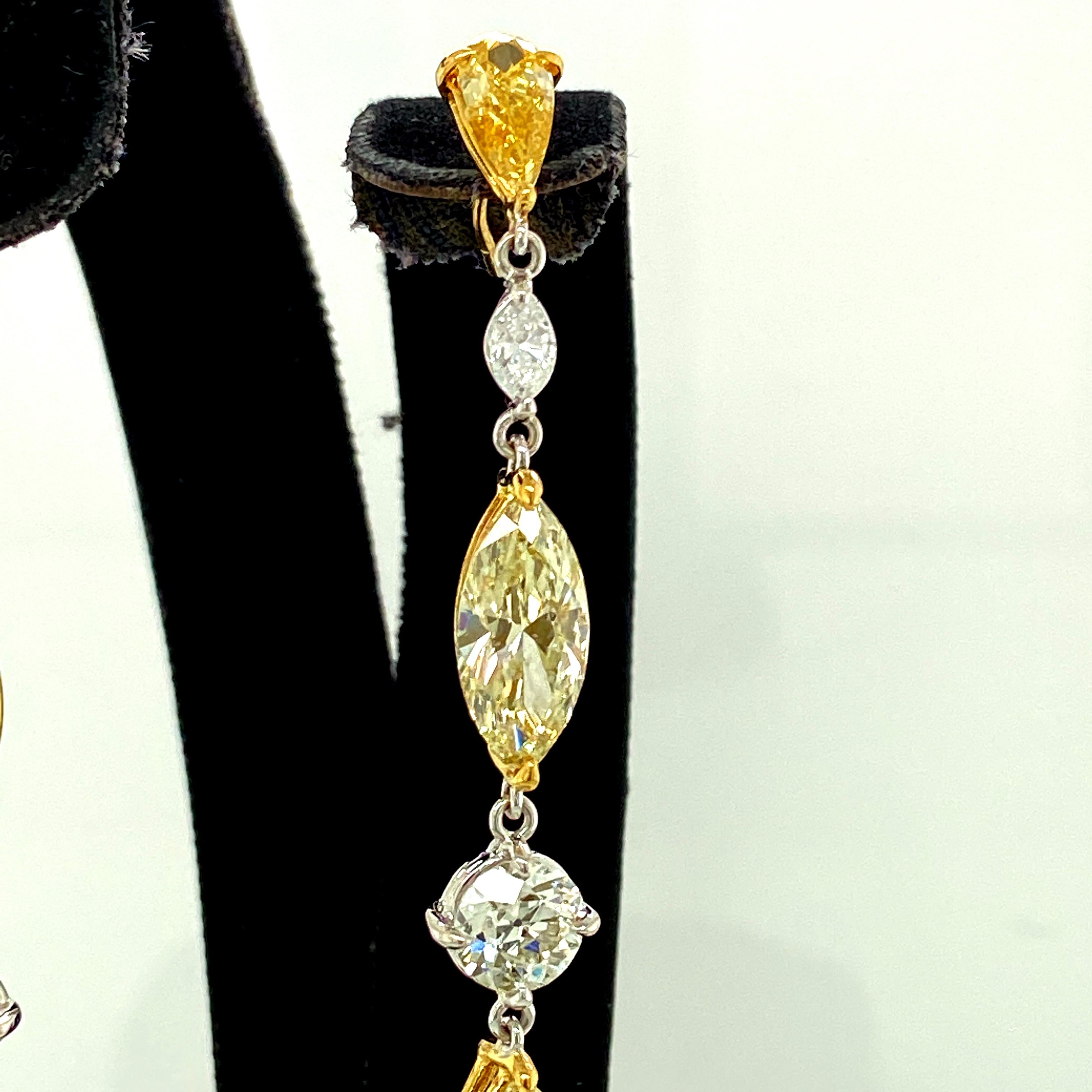 31.65 Carat GRS Certified Colombian Emerald Drops and Fancy Diamond Earrings For Sale 3