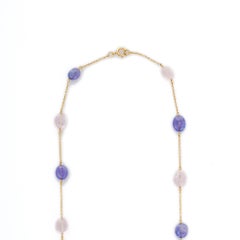 31.65 Ct Semi Gemstone Chain Necklace in 18K Yellow Gold