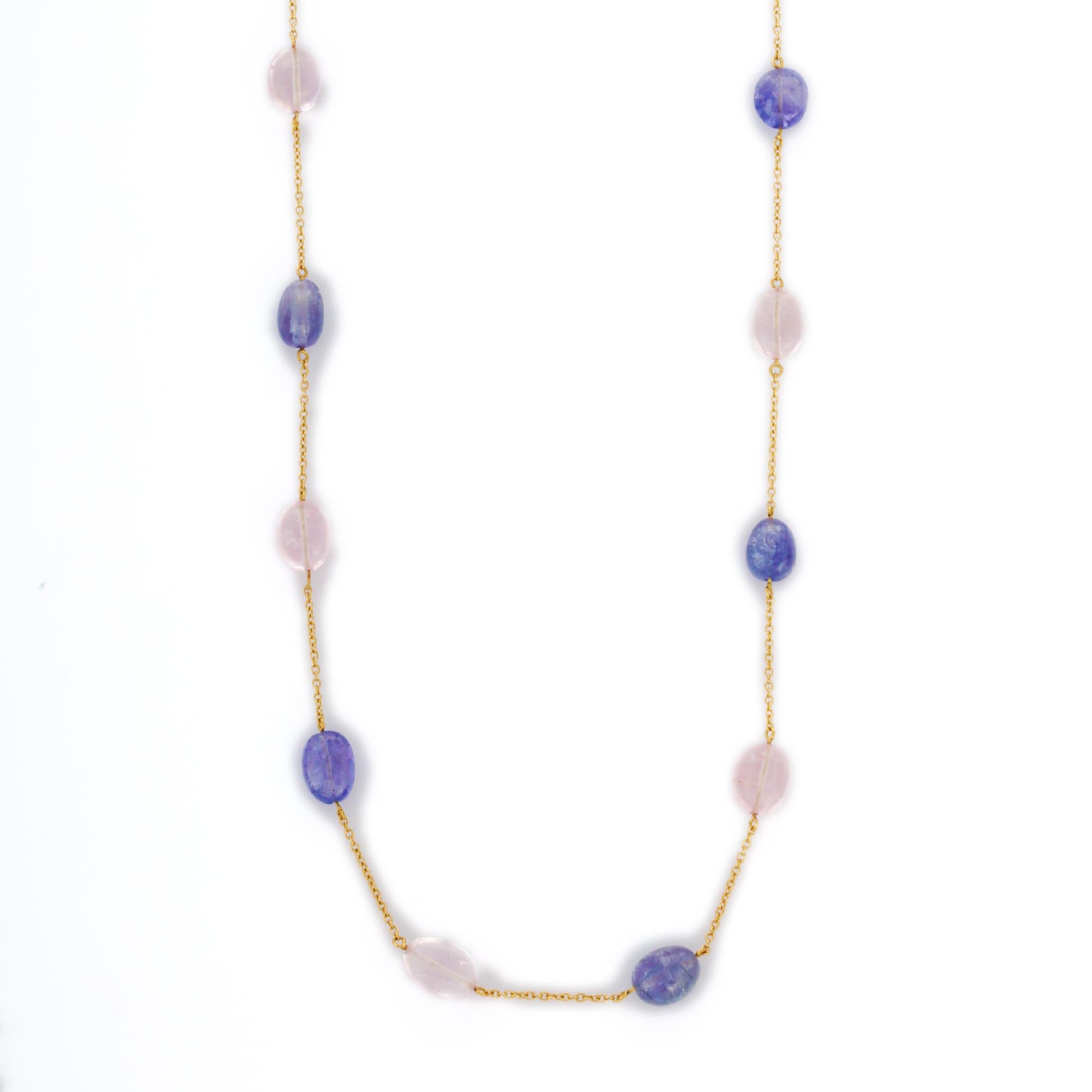Collana a catena con pietre semipreziose da 31,65 carati in oro giallo 18 carati In condizioni Nuovo in vendita a New York, NY