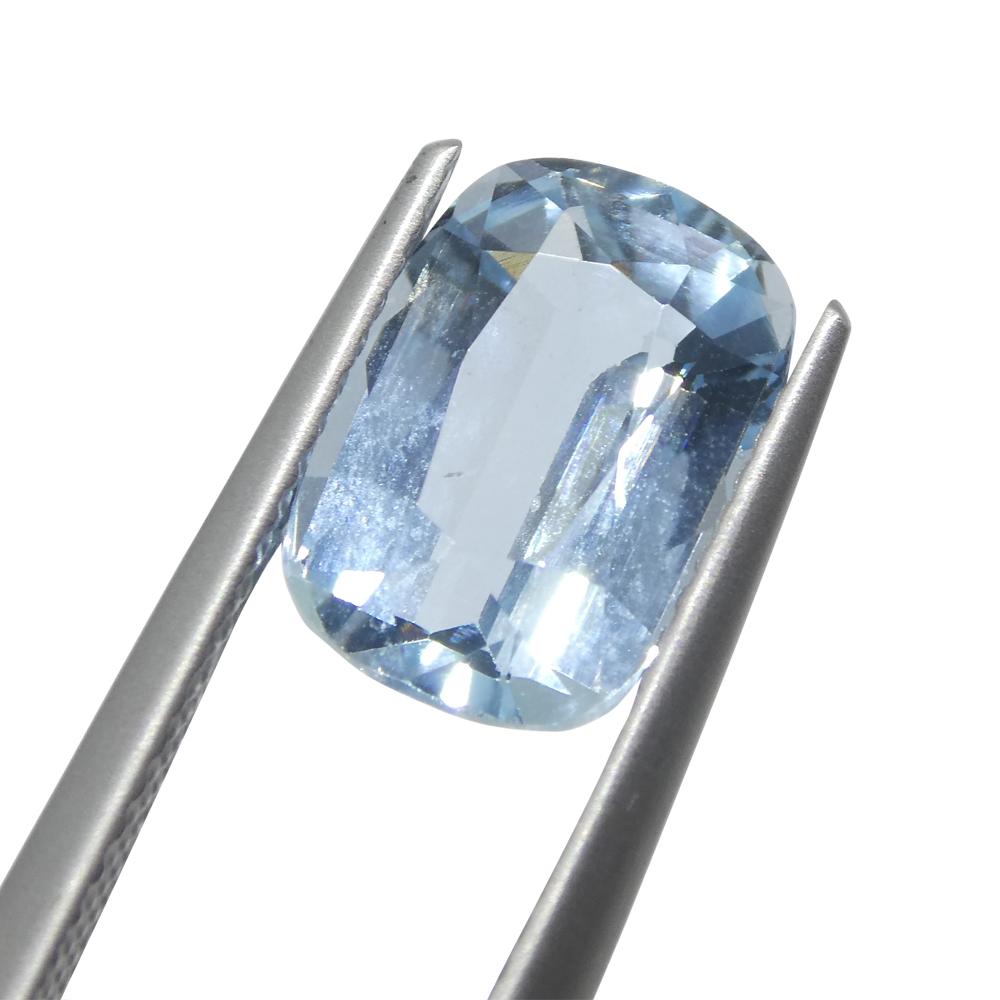 3.16ct Cushion Blue Aquamarine from Brazil For Sale 7