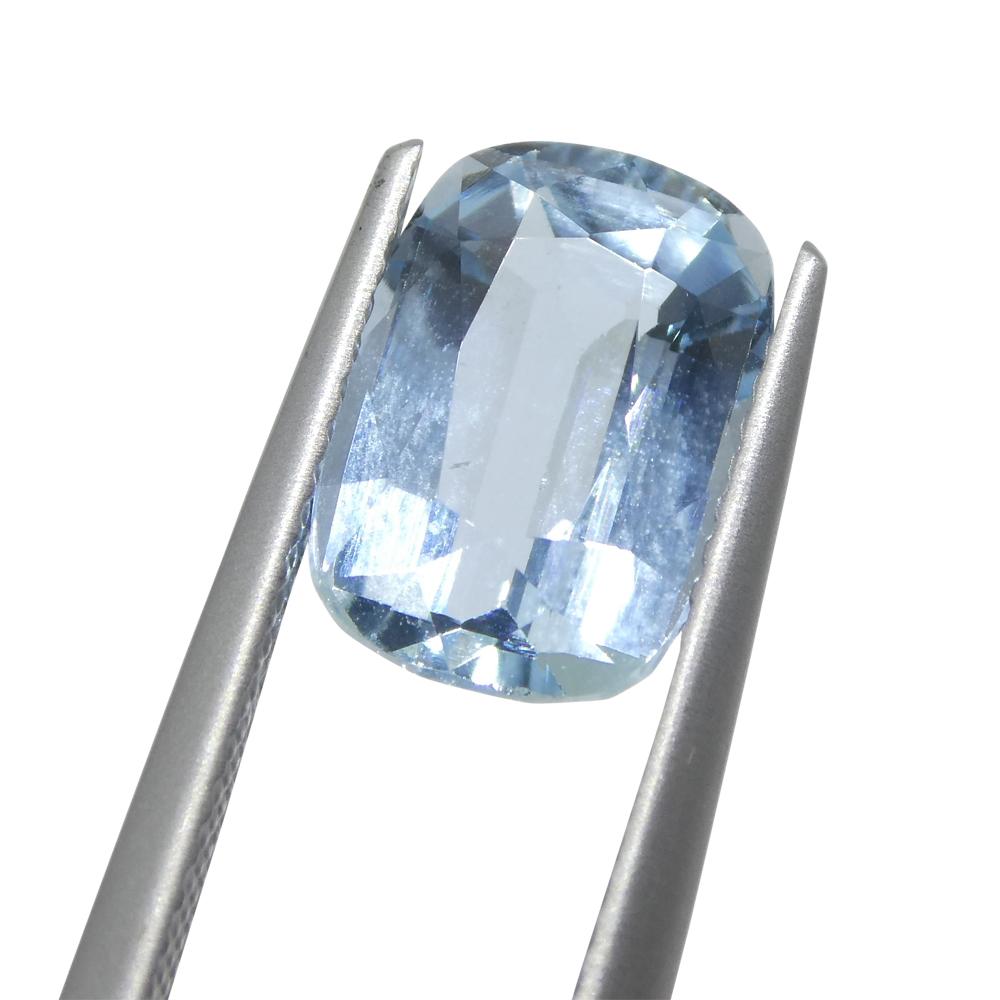 3.16ct Cushion Blue Aquamarine from Brazil In New Condition For Sale In Toronto, Ontario