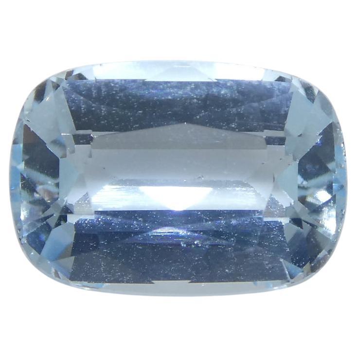 3.16ct Cushion Blue Aquamarine from Brazil For Sale