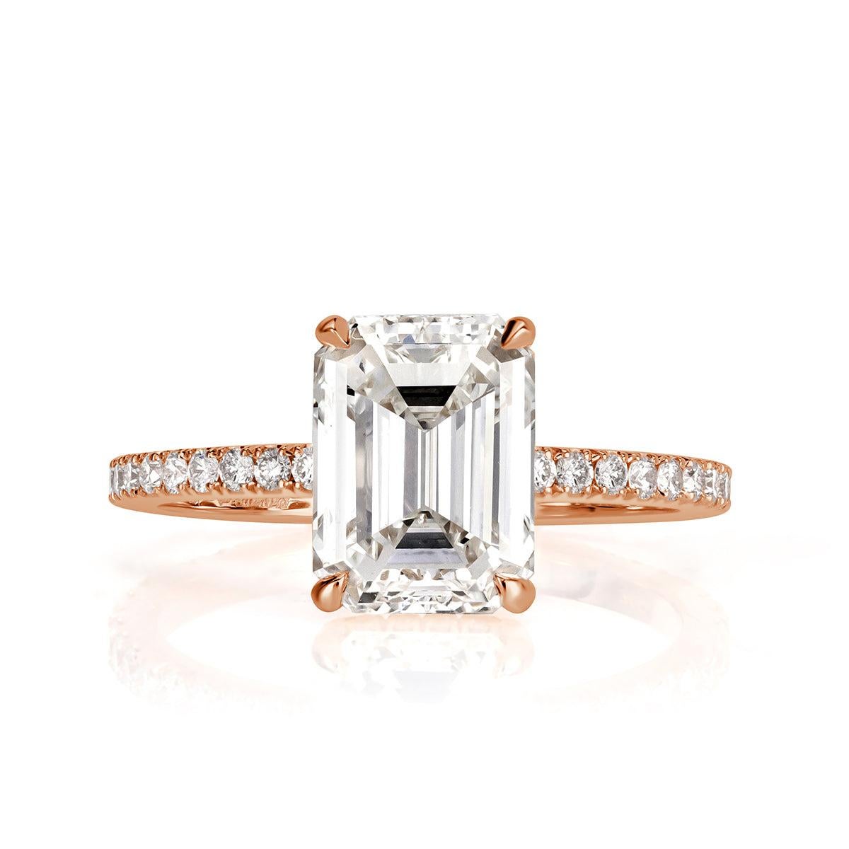 3.16ct Emerald Cut Diamond Engagement Ring For Sale