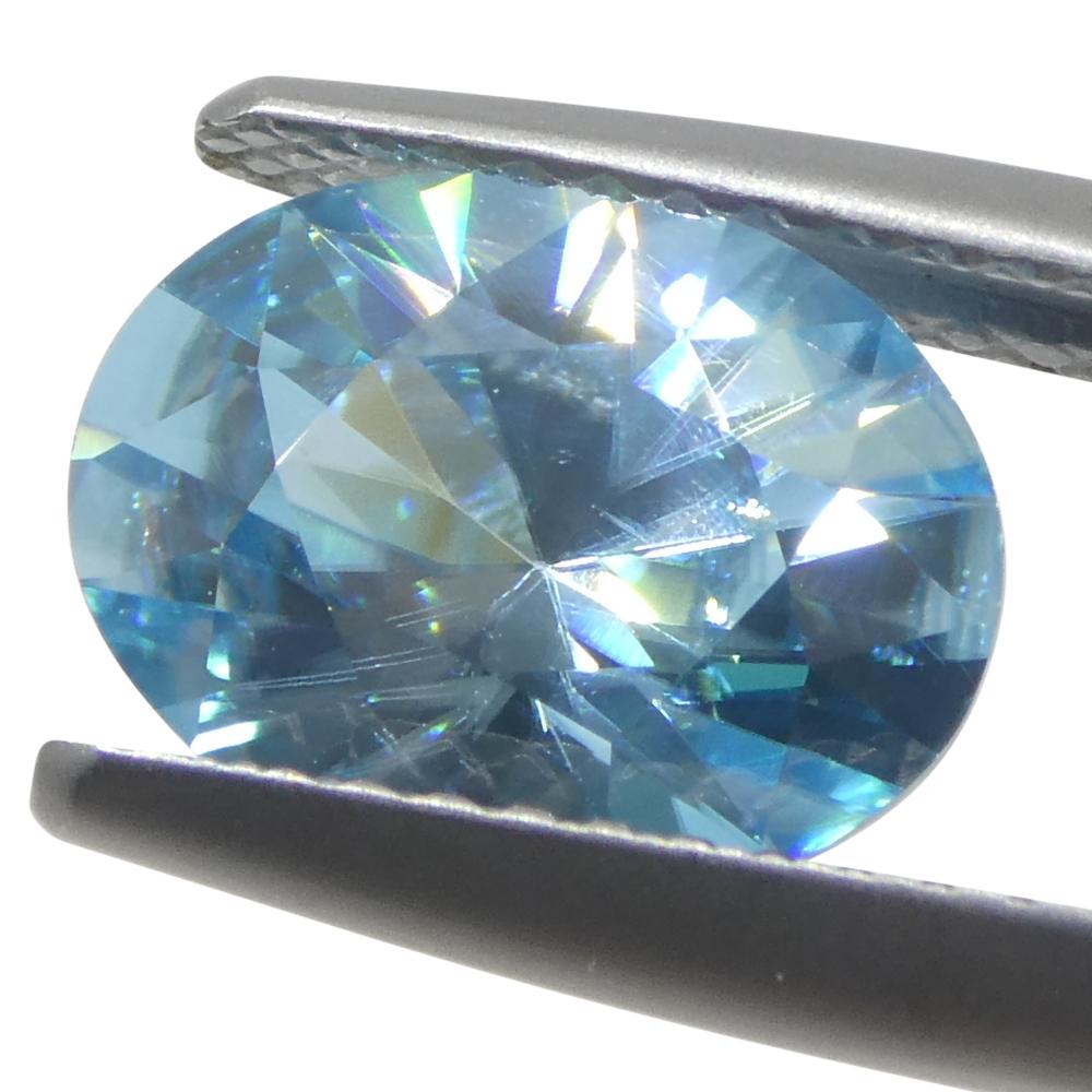 3,16 ct Circón azul talla brillante maestro ovalado natural extraído de la tierra procedente de Camboya en venta 6