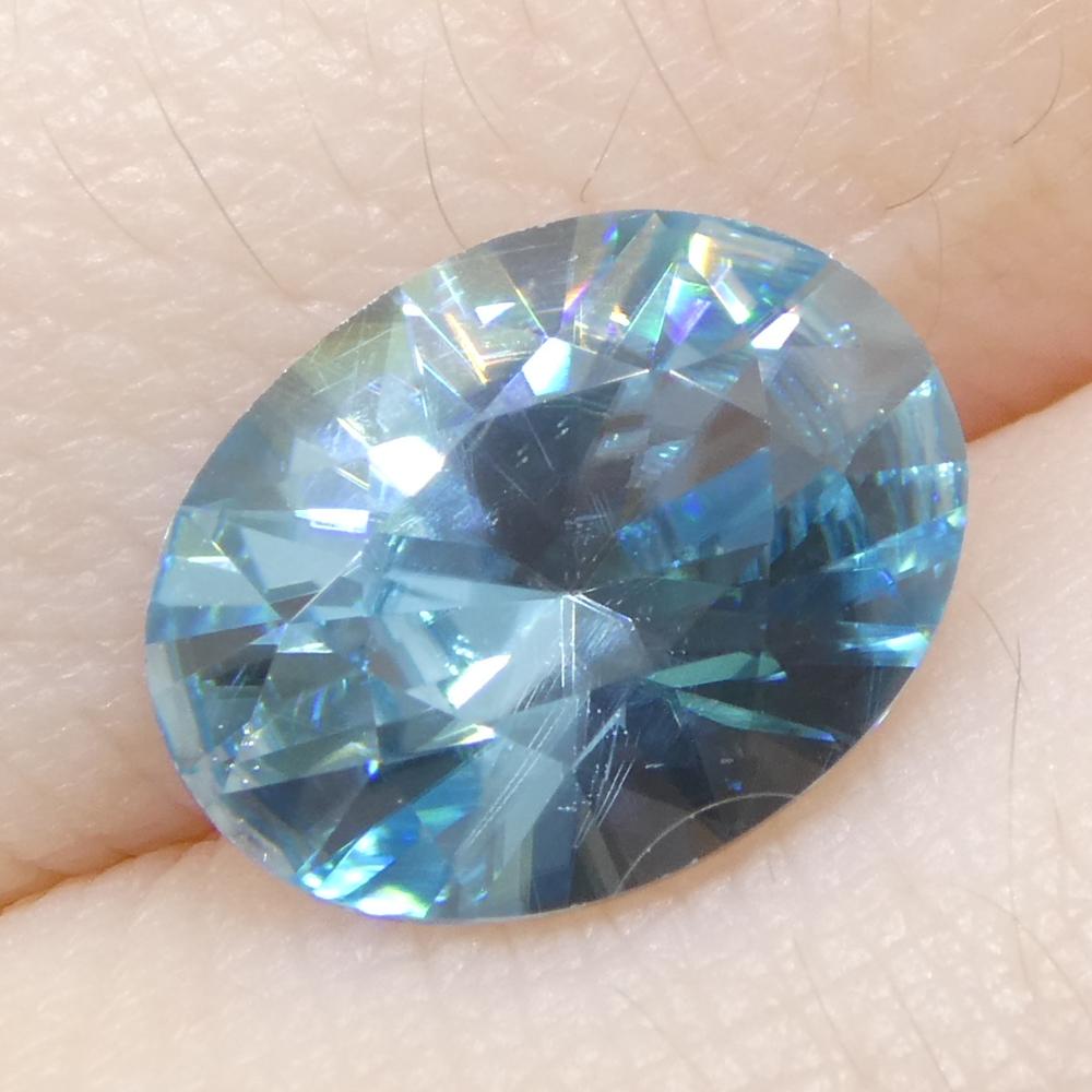 3,16 ct Circón azul talla brillante maestro ovalado natural extraído de la tierra procedente de Camboya en venta 7
