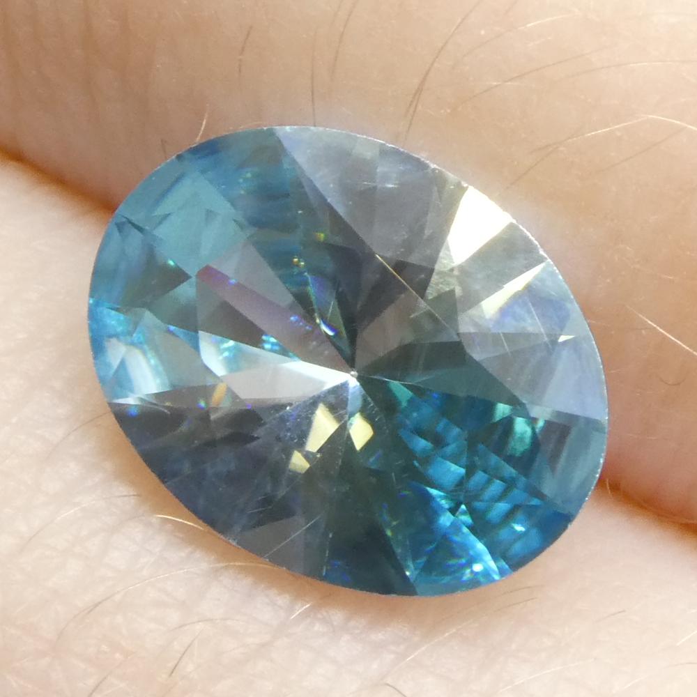 3,16 Karat natürlicher Erdgestein Minierter ovaler Meister Brillantschliff Blauer Zirkon aus Kambodscha im Angebot 8