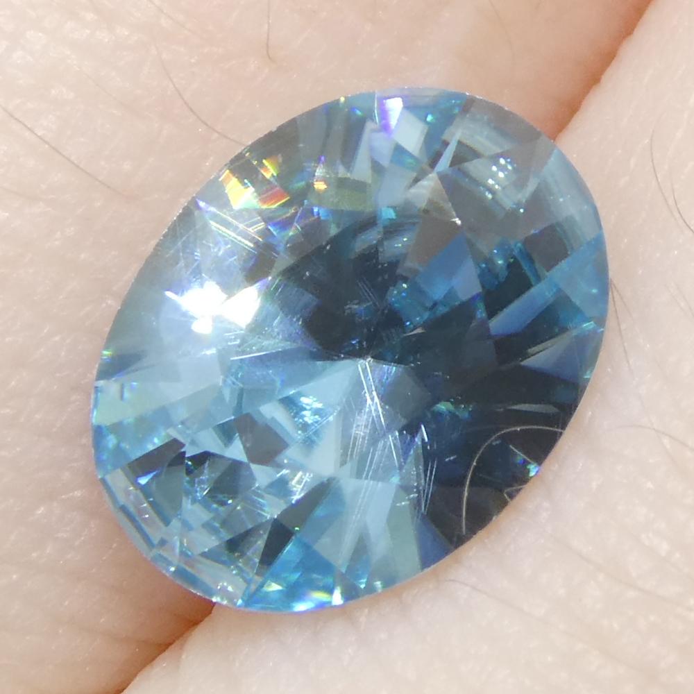 3,16 ct Circón azul talla brillante maestro ovalado natural extraído de la tierra procedente de Camboya en venta 8