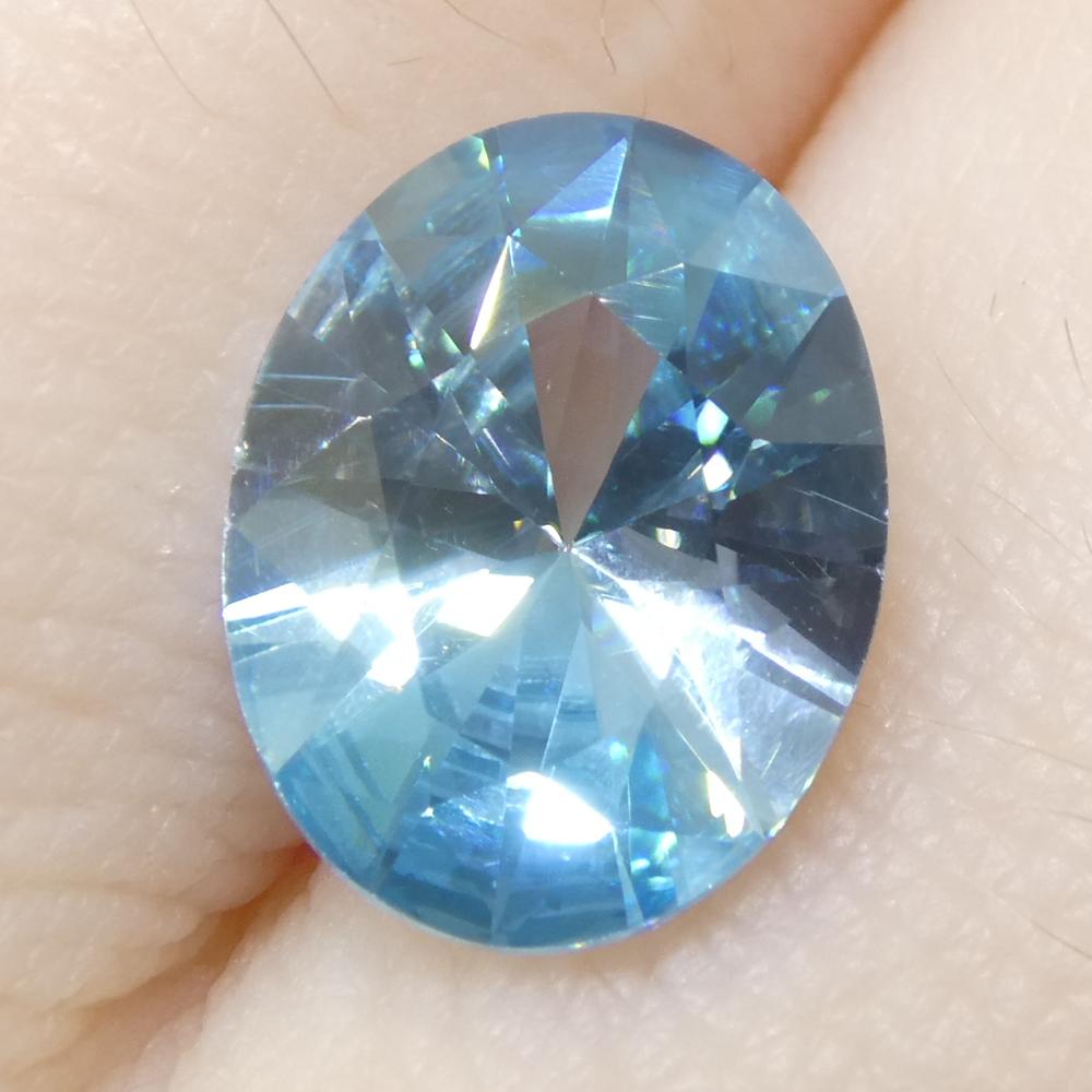 3,16 Karat natürlicher Erdgestein Minierter ovaler Meister Brillantschliff Blauer Zirkon aus Kambodscha im Angebot 9