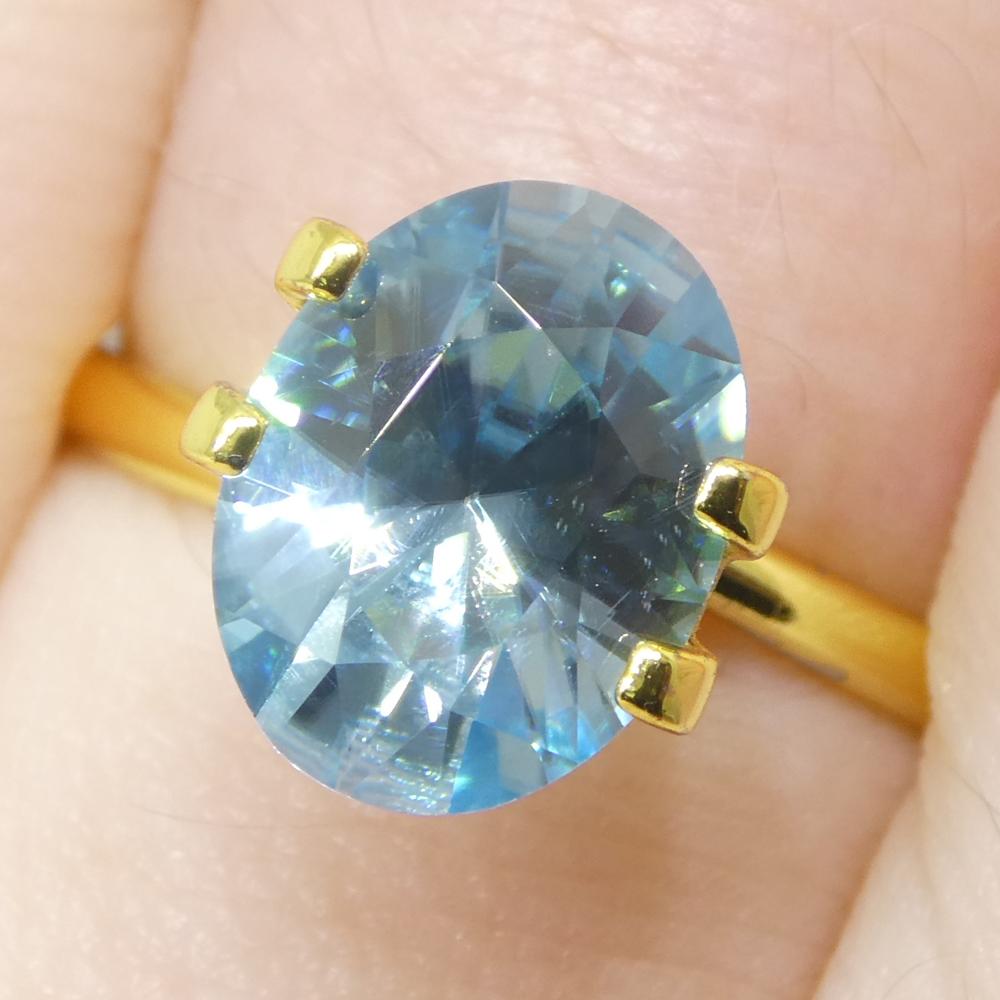 3,16 ct Circón azul talla brillante maestro ovalado natural extraído de la tierra procedente de Camboya en venta 9