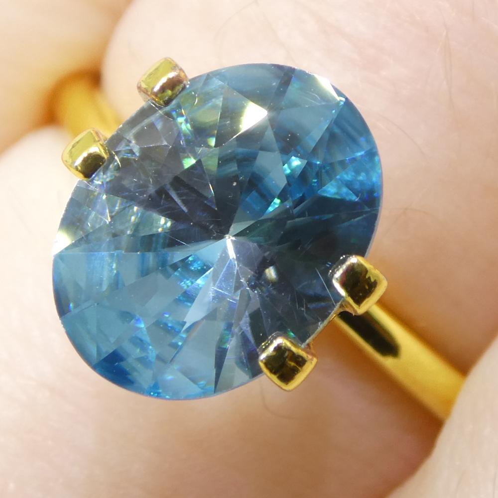 3,16 Karat natürlicher Erdgestein Minierter ovaler Meister Brillantschliff Blauer Zirkon aus Kambodscha im Angebot 10