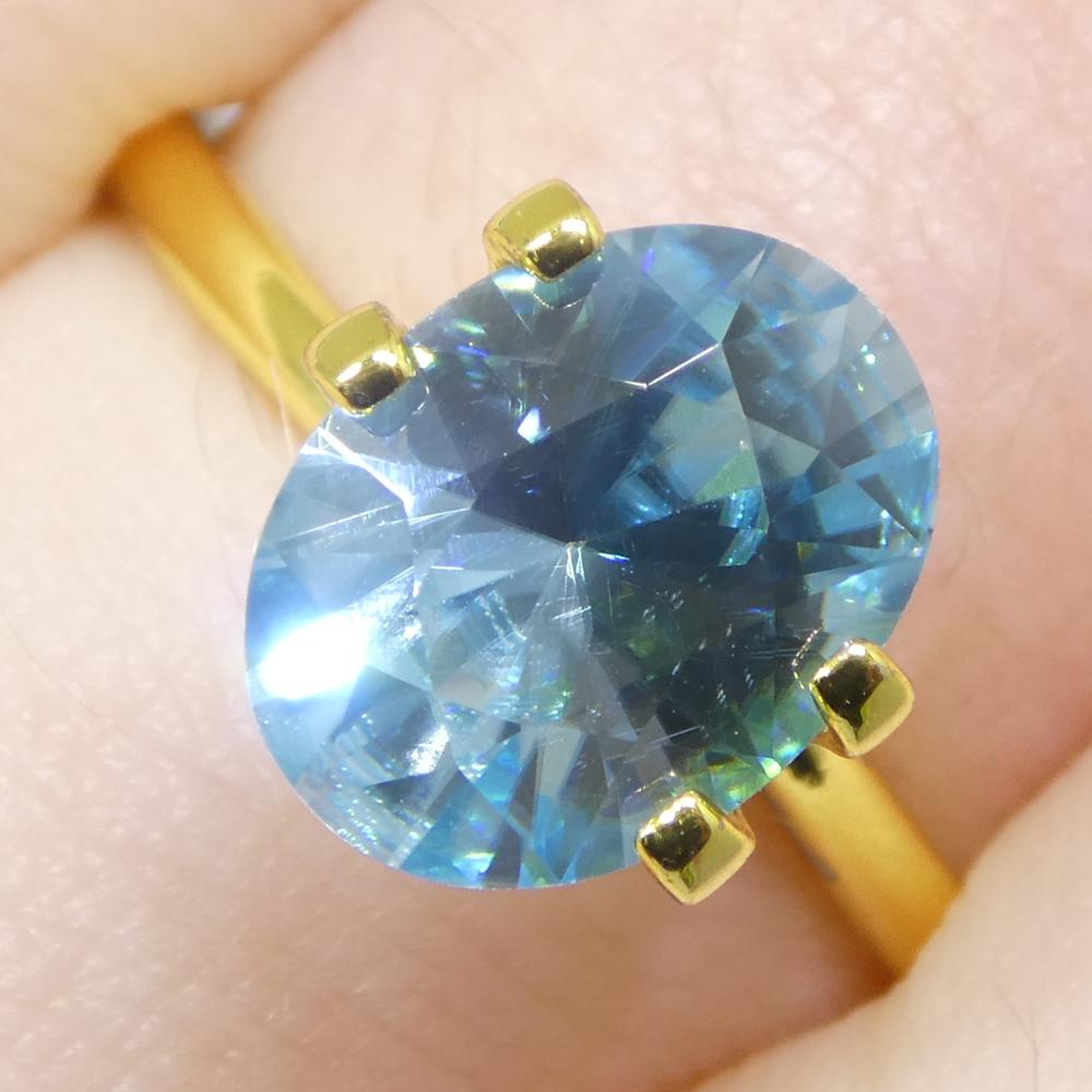 3,16 ct Circón azul talla brillante maestro ovalado natural extraído de la tierra procedente de Camboya Corte brillante en venta