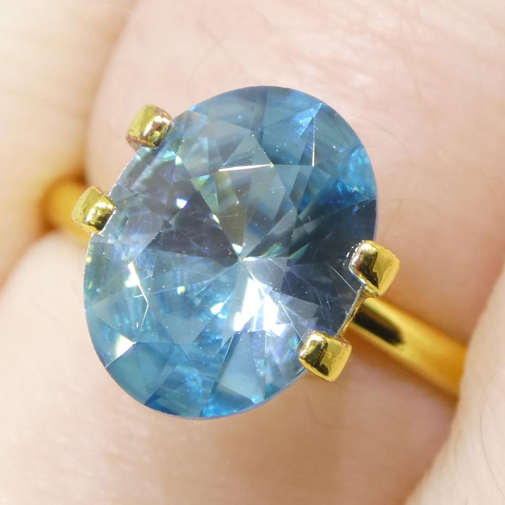 3,16 Karat natürlicher Erdgestein Minierter ovaler Meister Brillantschliff Blauer Zirkon aus Kambodscha im Zustand „Neu“ im Angebot in Toronto, Ontario