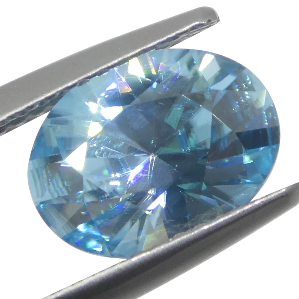 3,16 ct Circón azul talla brillante maestro ovalado natural extraído de la tierra procedente de Camboya en Nuevo estado para la venta en Toronto, Ontario