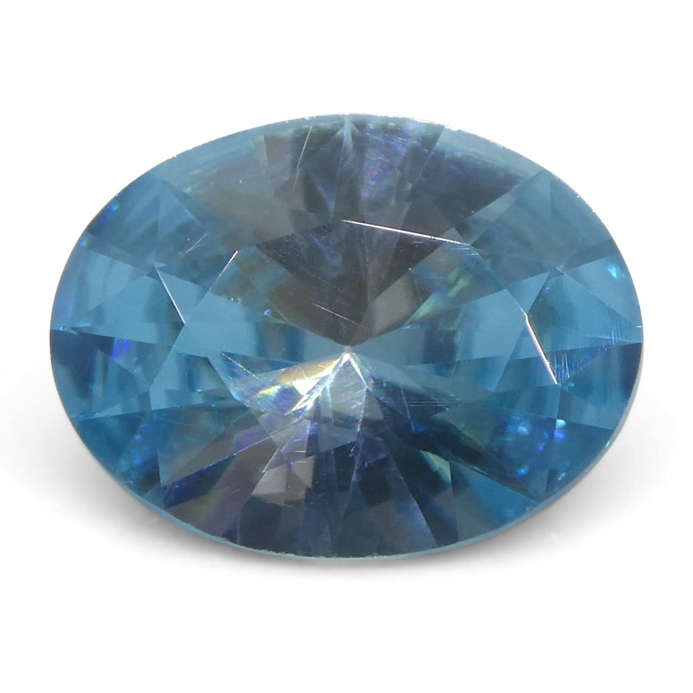 3,16 Karat natürlicher Erdgestein Minierter ovaler Meister Brillantschliff Blauer Zirkon aus Kambodscha für Damen oder Herren im Angebot