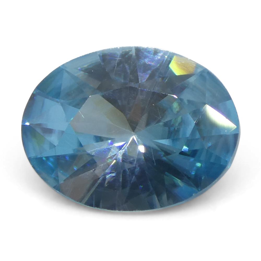 3,16 Karat natürlicher Erdgestein Minierter ovaler Meister Brillantschliff Blauer Zirkon aus Kambodscha im Angebot 1