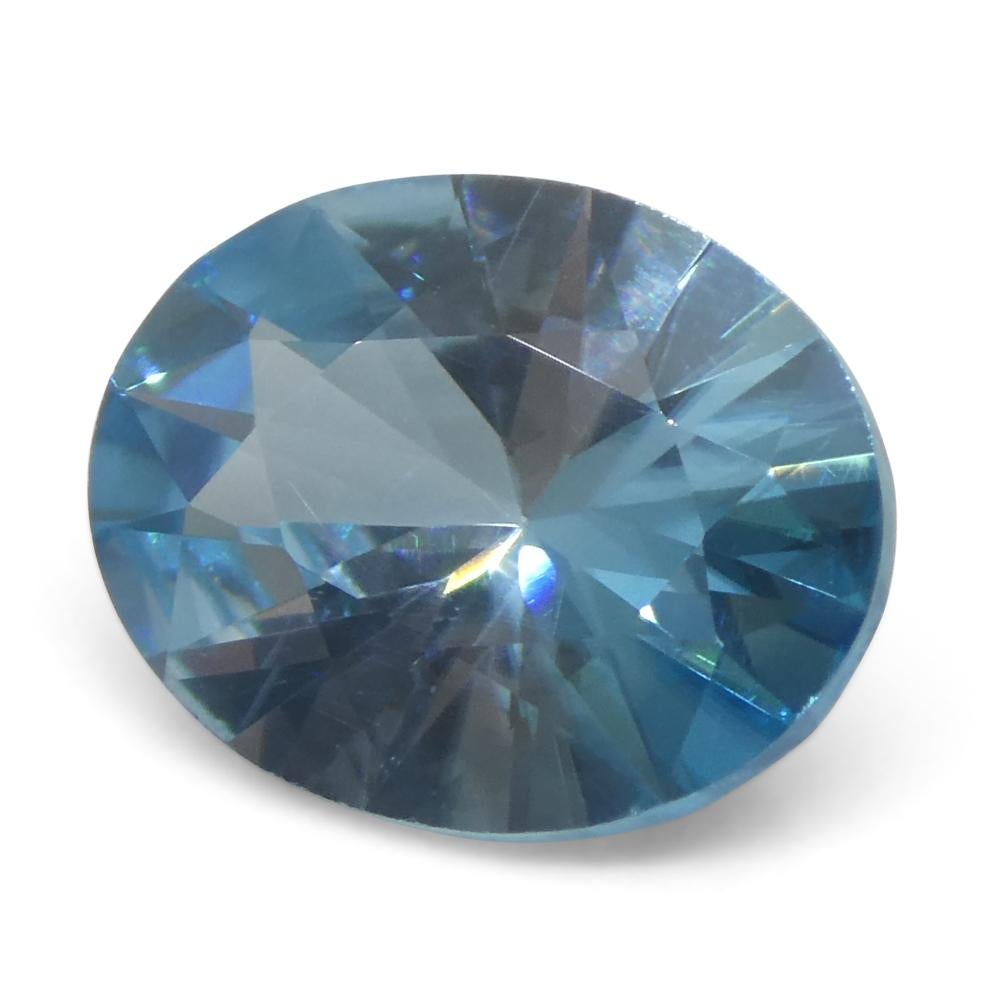 3,16 Karat natürlicher Erdgestein Minierter ovaler Meister Brillantschliff Blauer Zirkon aus Kambodscha im Angebot 2