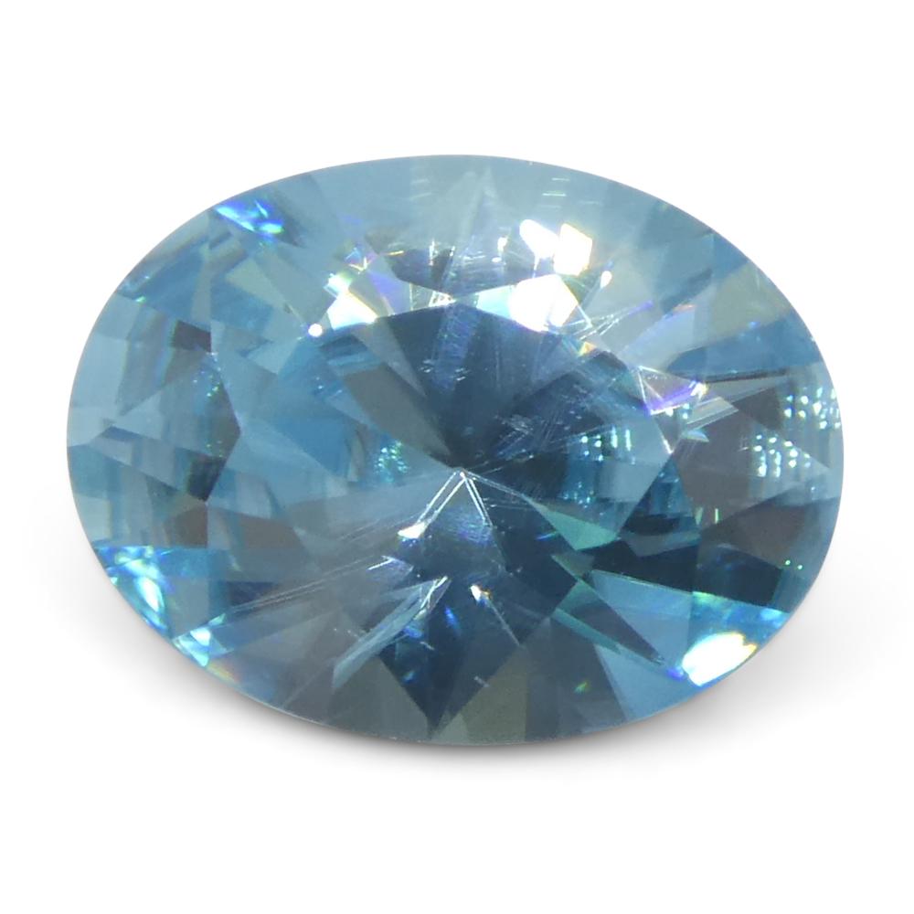 3,16 ct Circón azul talla brillante maestro ovalado natural extraído de la tierra procedente de Camboya en venta 2