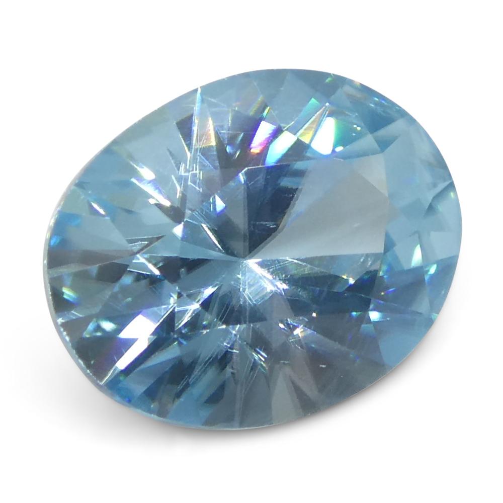 3,16 ct Circón azul talla brillante maestro ovalado natural extraído de la tierra procedente de Camboya en venta 3
