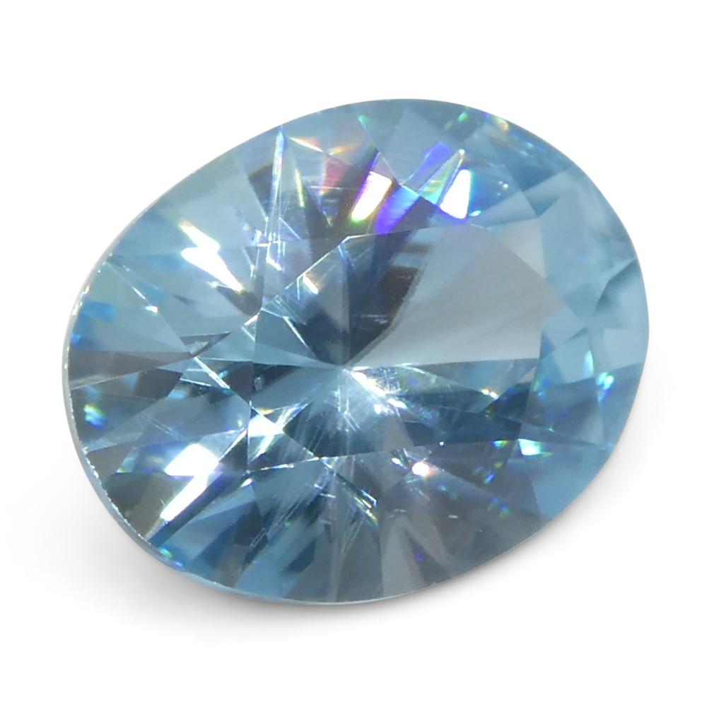 3,16 ct Circón azul talla brillante maestro ovalado natural extraído de la tierra procedente de Camboya en venta 4