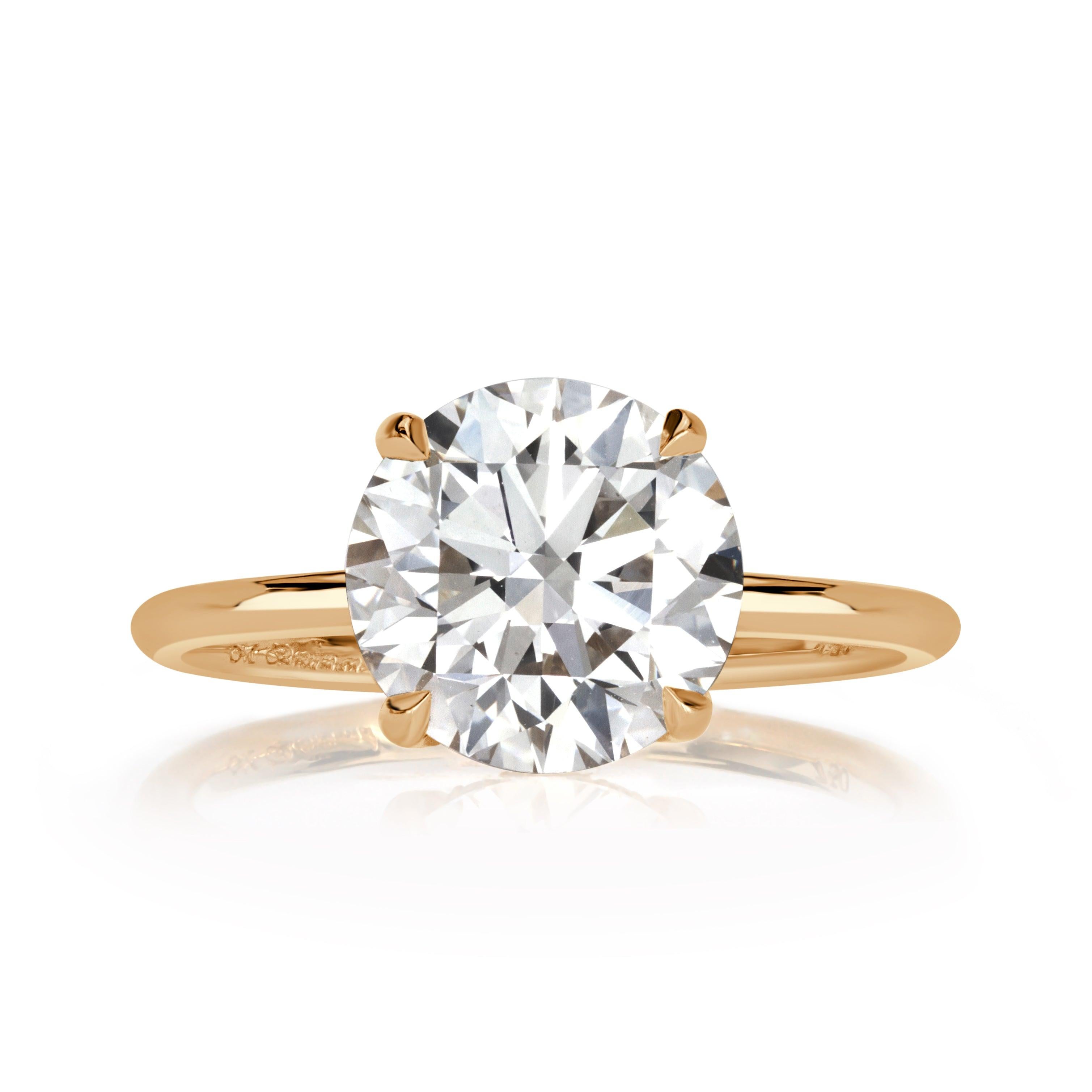 3.16ct Round Brilliant Cut Lab Grown Diamond Engagement Ring For Sale