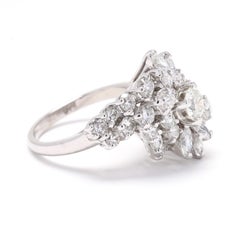 3.16ctw Diamond Cluster Ring, Platinum 100 IRID, Ring Size 6.5