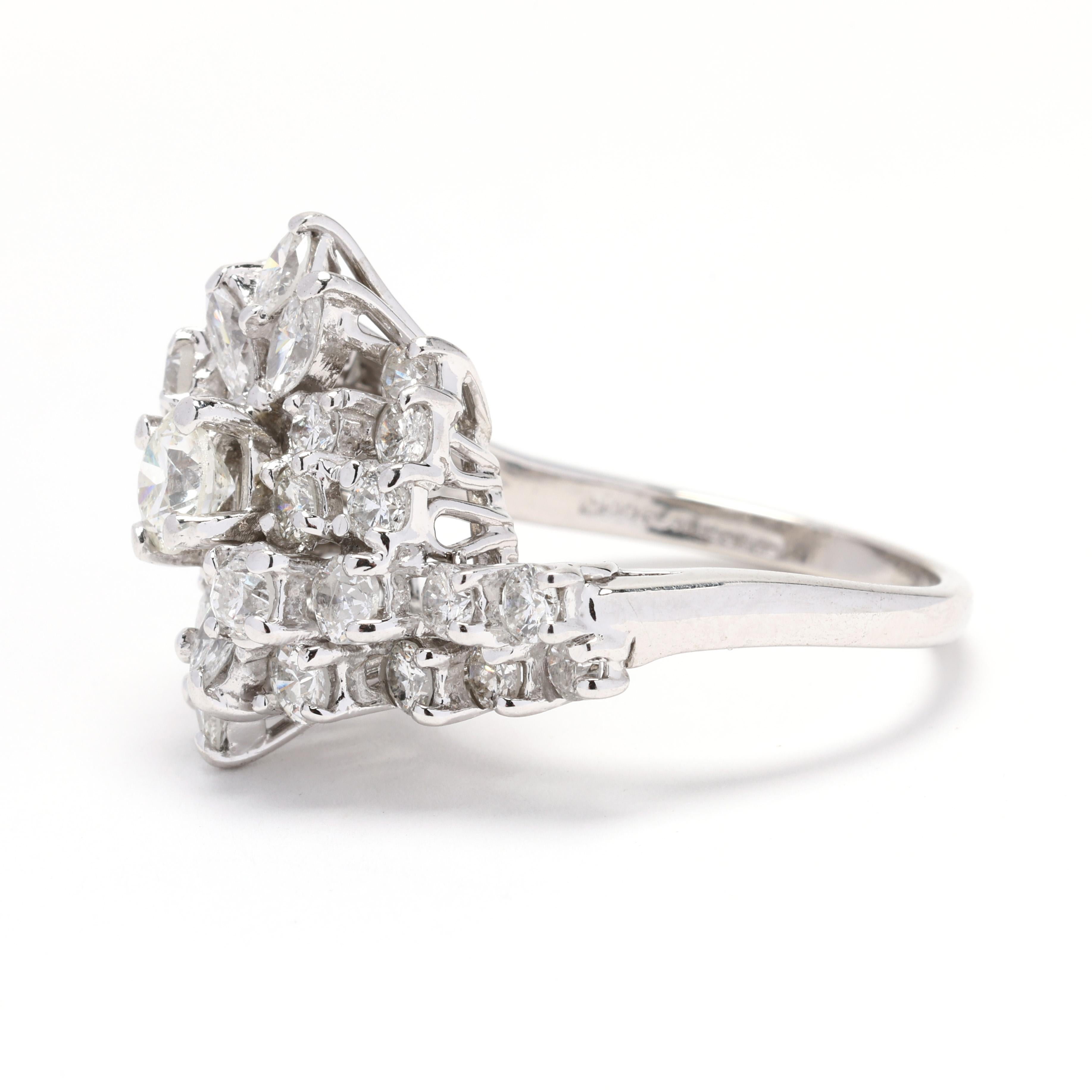 3,16 Karat Diamant-Cluster-Ring, Platin 100 IRID, Ring Größe 6,5 im Zustand „Gut“ im Angebot in McLeansville, NC