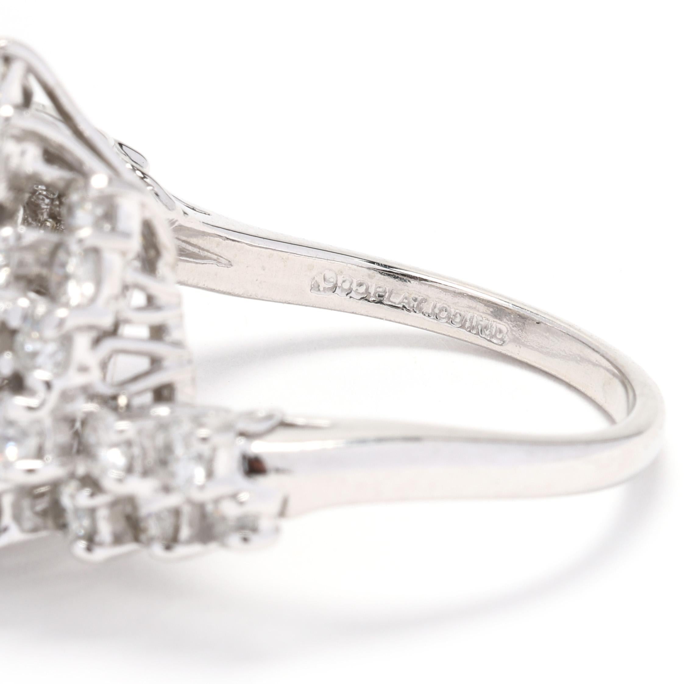 3,16 Karat Diamant-Cluster-Ring, Platin 100 IRID, Ring Größe 6,5 Damen im Angebot