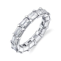 3.17 Carat Emerald Cut Horizontally Set Diamond Platinum Eternity Band