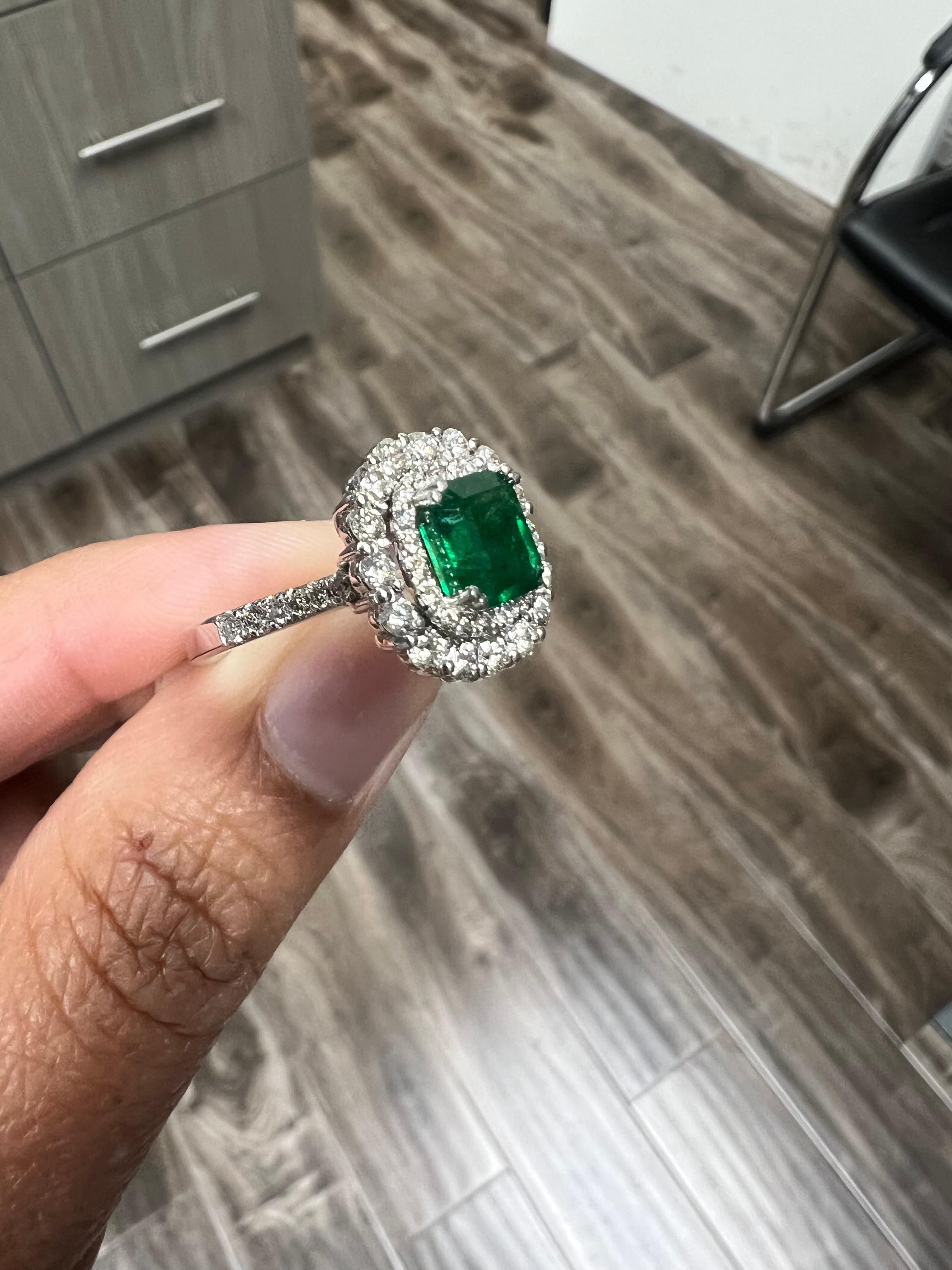 3.17 Carat Emerald Diamond 18 Karat White Gold GIA Certified Engagement Ring For Sale 4