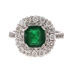 Anillo de compromiso de diamante esmeralda de 3,17 quilates en oro blanco de 18 quilates con certificado GIA