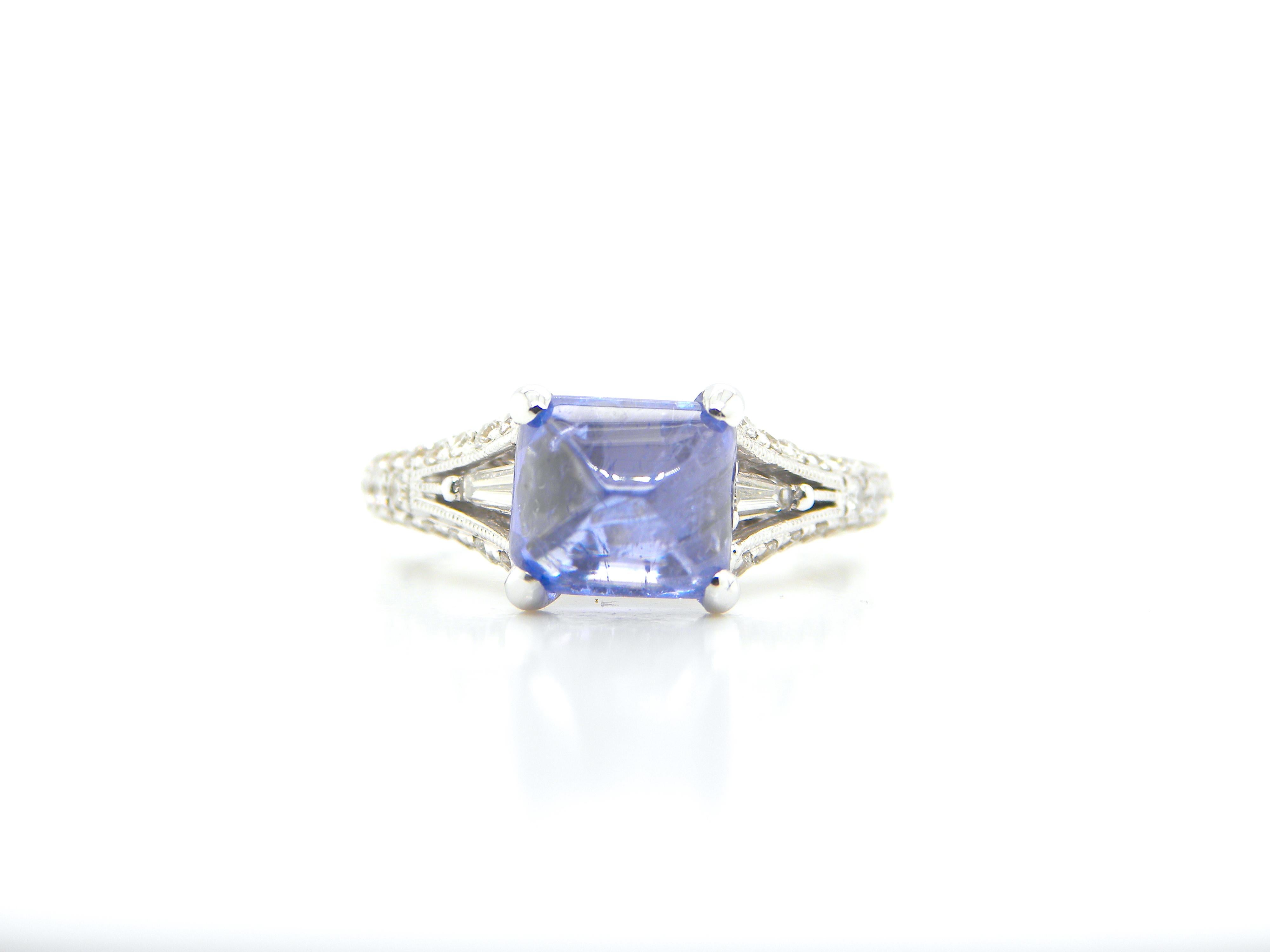 3.17 Carat GIA Certified Burma No Heat Colour Change Sapphire and Diamond Ring In New Condition In Hong Kong, HK