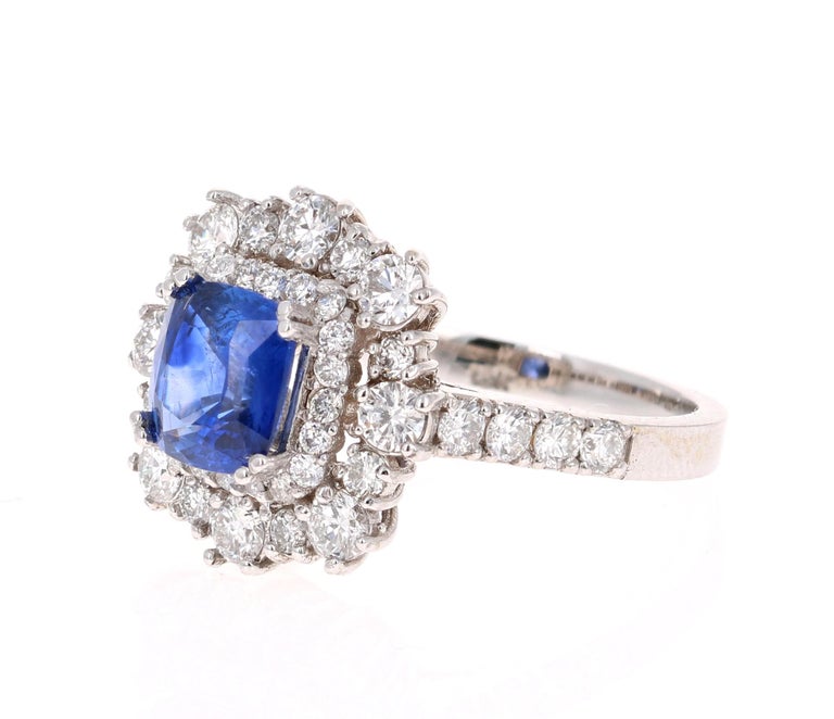 3.17 Carat GIA Certified Sapphire Diamond 18 Karat White Gold Ring For ...