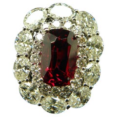 3,17 Karat Lotus-zertifizierter burmesischer Ring mit lebhaftem rotem Spinell und weißem Diamanten