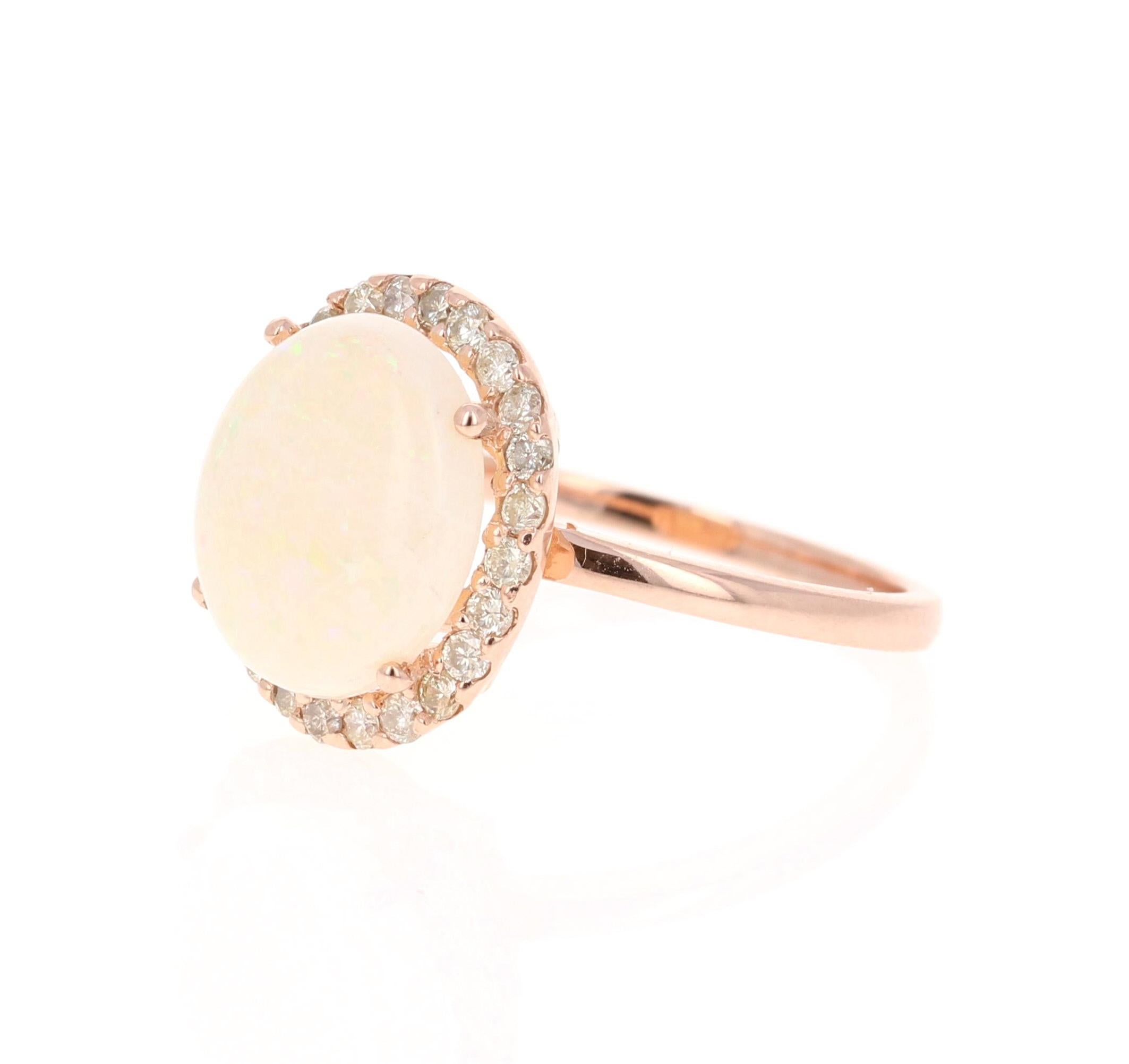 Modern 3.17 Carat Opal Diamond 14 Karat Rose Gold Ring