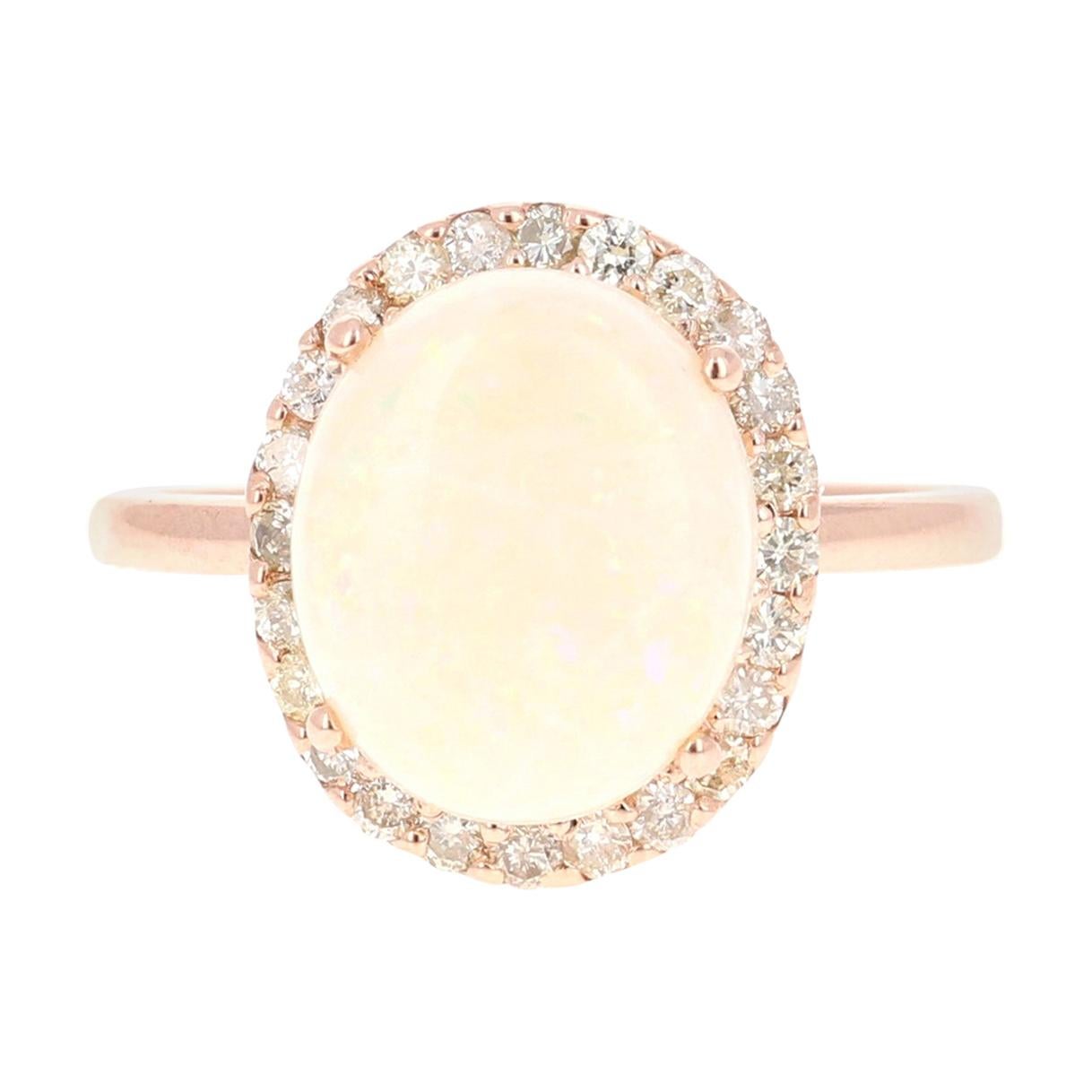 3.17 Carat Opal Diamond 14 Karat Rose Gold Ring