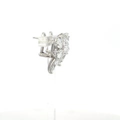 3.17 Carat Oval Shape E-D SI1-SI2 Diamond White Platinum Cluster Earrings