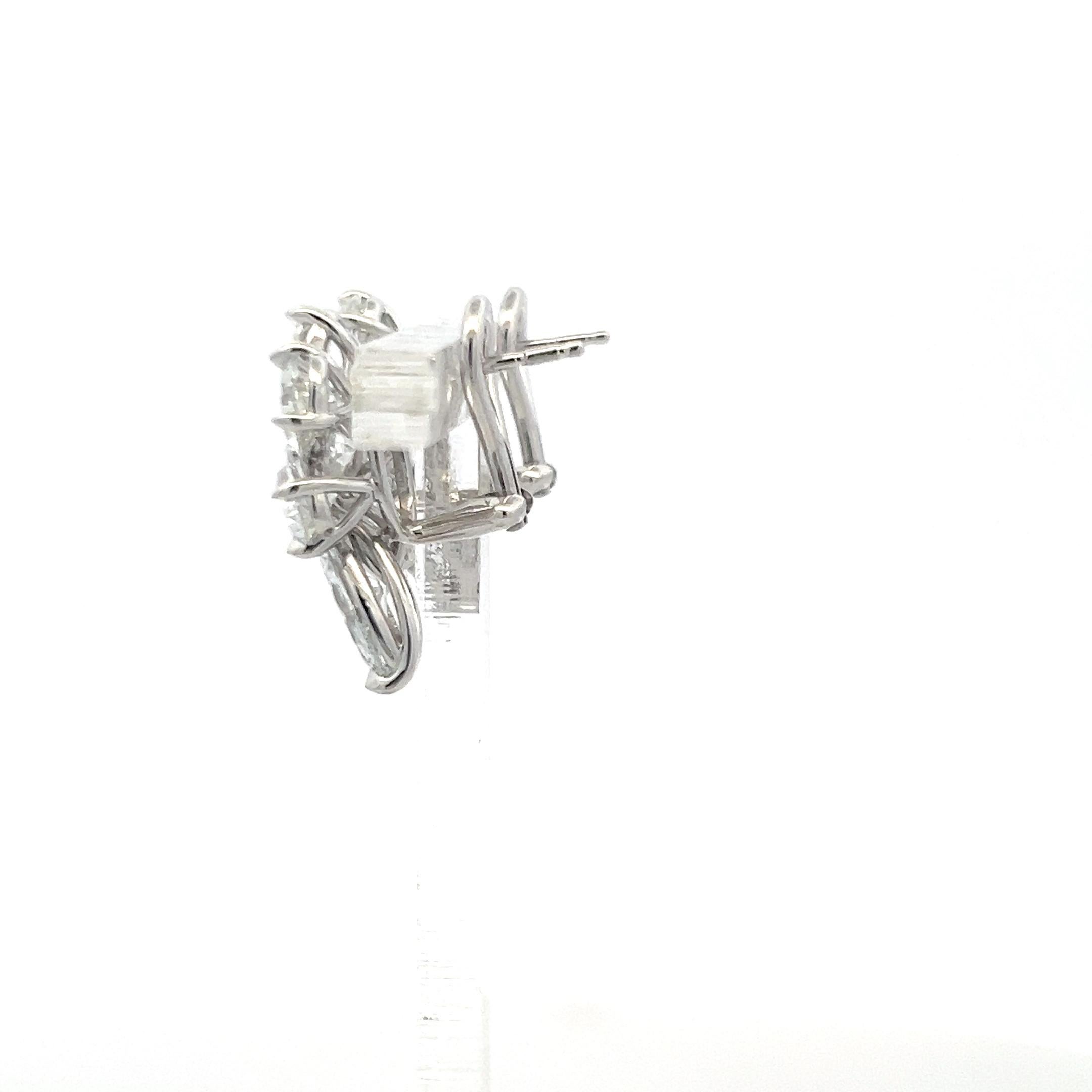 Orecchini a grappolo in platino bianco con diamanti di forma ovale da 3,17 carati E-D SI1-SI2 In condizioni Nuovo in vendita a New York, NY