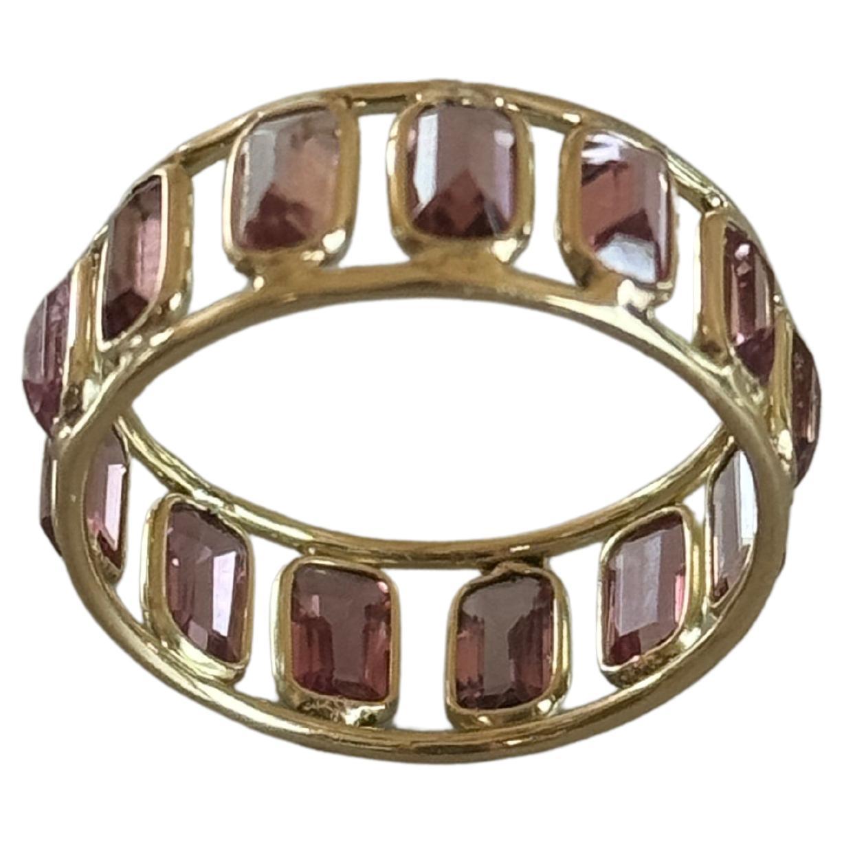 3.17 Carat Pink Tourmaline 14K Yellow Gold Eternity Band