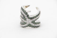 3.17 Carat Tsavorite and 1.51 Carat Diamond Ring in 18 Karat Gold