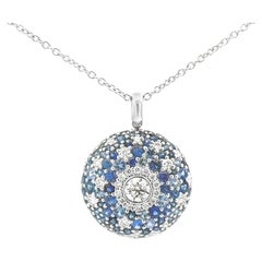 Collier pendentif saphir et diamant de 3,17 carats au total, taille ronde