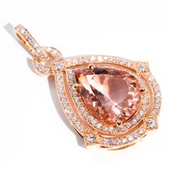 31.71 Carat Pear Morganite and 3.91 Carat Diamonds Rose Gold Enhancer Pendant
