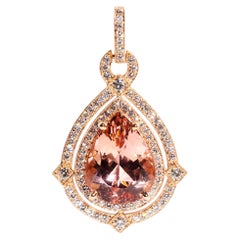 31.71 Carat Pear Morganite and 3.91 Carat Diamonds Rose Gold Enhancer Pendant