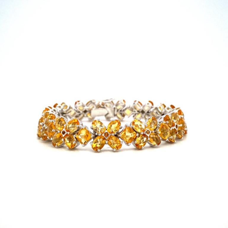 Art Deco 31.74 Carat Citrine Gemstone Wedding Bracelet in Sterling Silver for Mom For Sale