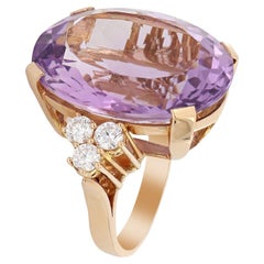 31.74 Ct Oval Amethyst and Diamond Ring