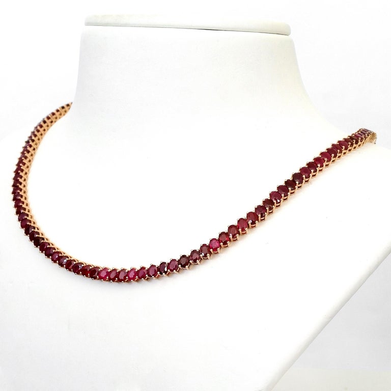 Oval Cut 31.75ct Ruby Necklace  For Sale