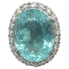 Azure Majesty 31.76 Carat Paraiba Tourmaline Oval Ring