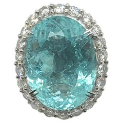 31.76 Carat Paraiba Tourmaline Oval Azure Majesty Ring