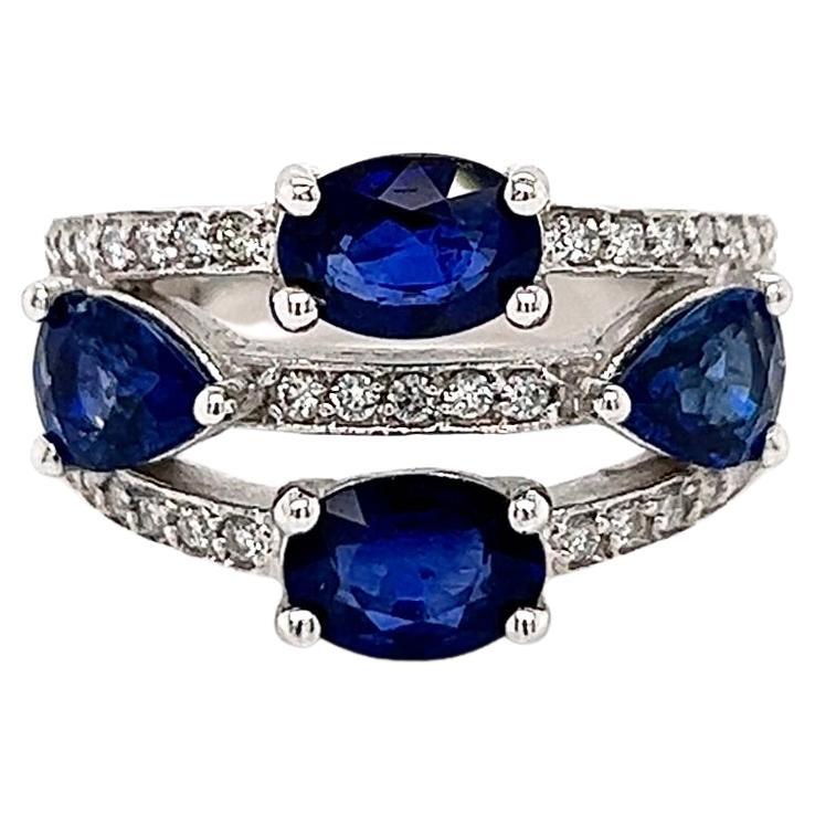 3.71 Total Carat Sapphire Diamond Ladies Ring For Sale